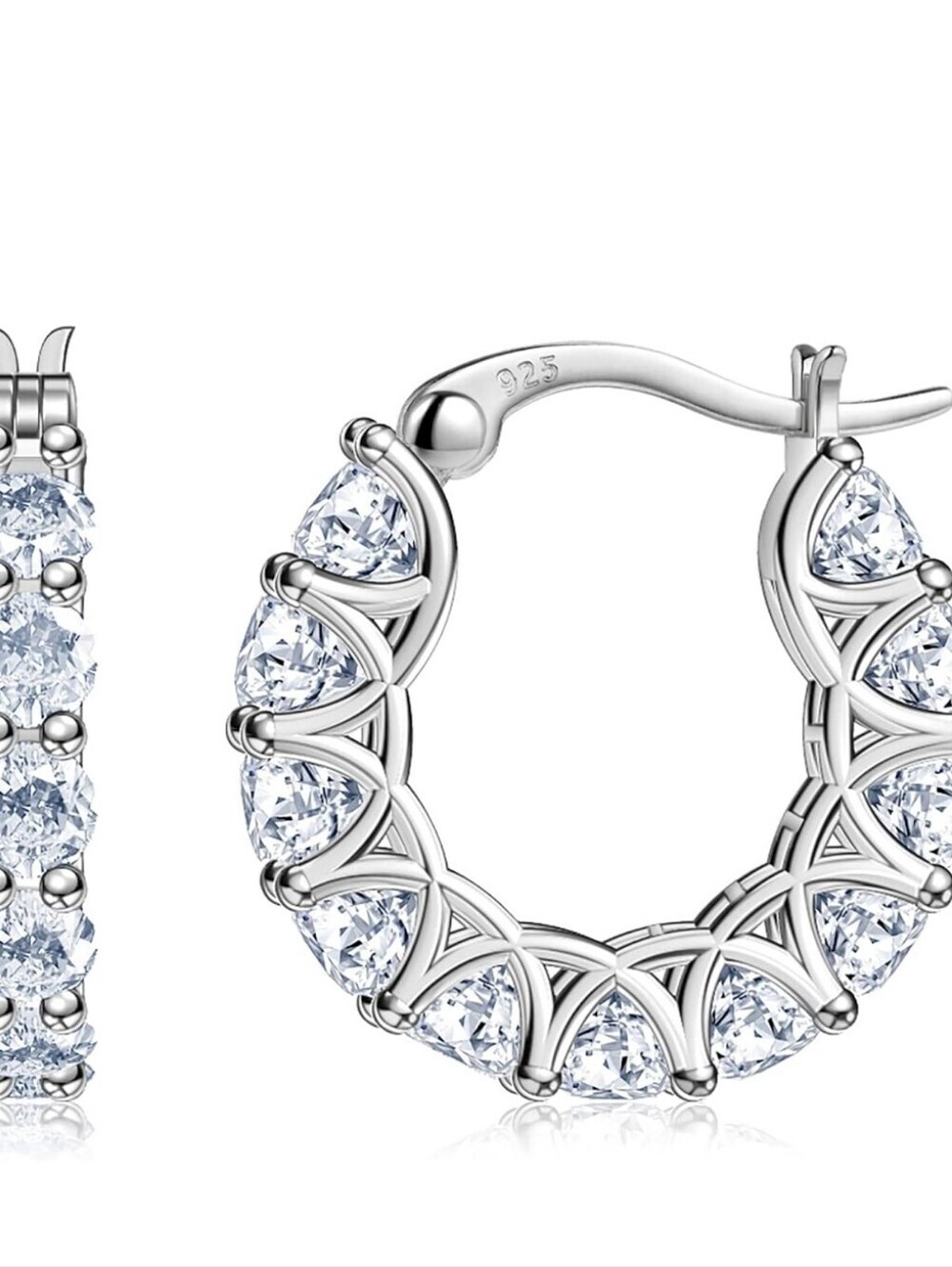Sterling Silver Clear Crystal Hoop Earrings - Elegant Sparkle